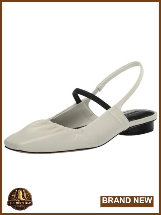 Shoes - Leather Slingback Mary Jane Square Toe Flats
